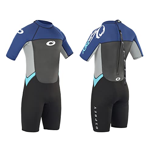 Osprey Men's Shorty 3 mm Summer Wetsuit, Adult Short Sleeve Neoprene Surfing Diving Wetsuit, Origin, Multiple Colours, Blue, M