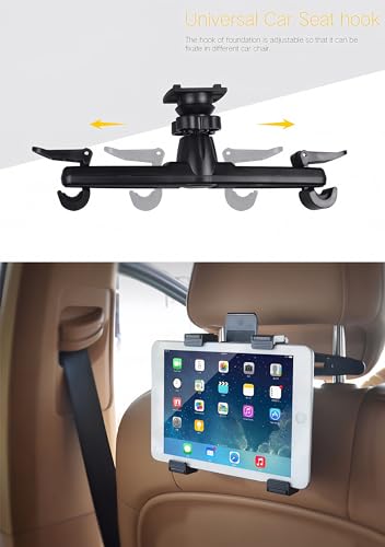 YOKONICO Tablet Pad Holder for Car Mount Headrest Pad Car Holder Back Seat Travel Accessories Car Tablet Holder Mount Road Trip Essentials for Kids Adults Fits All 4.7-12.9" Devices & Headrest Rod