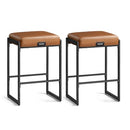 VASAGLE EKHO Collection - Bar Stools Set of 2, Counter Height Bar Stools, Synthetic Leather with Stitching, Mid-Century Modern Counter Stools, 26-Inch Tall, Kichen Home Bar Dining Room, Caramel Brown