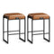 VASAGLE EKHO Collection - Bar Stools Set of 2, Counter Height Bar Stools, Synthetic Leather with Stitching, Mid-Century Modern Counter Stools, 26-Inch Tall, Kichen Home Bar Dining Room, Caramel Brown