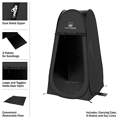 Wakeman Portable Pop Up Pod- Instant Privacy, Shower & Changing Tent- Collapsible Outdoor Shelter for Camping, Beach & Rain with Carry Bag by Outdoors, Black