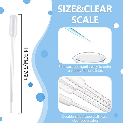 BOROLA 100Pcs 2ml Plastic Transfer Pipettes, Graduated pipet, for Cupcake