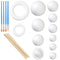 27 Pieces Solar System Model Kit Includes 12 Pieces Mixed Sized Foam Balls and 10 Pieces Long Bamboo Sticks and 5 Pieces Painting Brushes for Kids School Science Projects Arts and Crafts Supplies