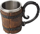 ZNZNANG Viking Wood Style Beer Mug,Wood Imitation Barrel Stainless Steel Beer Mug,Vintage Bar Handmade Wooden Beer Mug (Wooden Barrel Beer Mug 550ML)