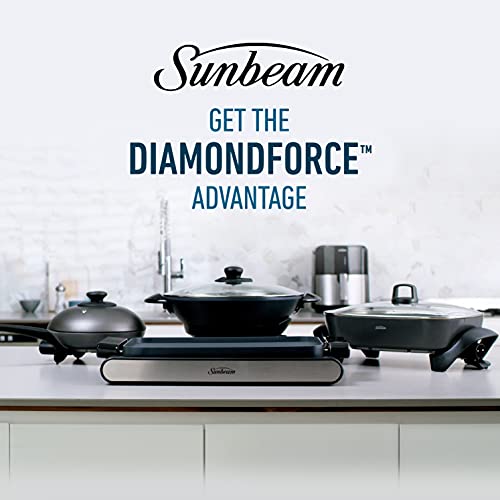 Sunbeam Banquet Electric Frying Pan and Skillet Set, DiamondForce Non-Stick Pan Coating, Even Heat Cooking, Easy Wipe-Clean Up, Black