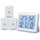 AMIR Indoor Outdoor Thermometer, 3 Channels Digital Hygrometer Thermometer with 3 Sensor, Humidity Monitor Wireless with LCD Display, Room Thermometer and Humidity Gauge for Home, Office, Baby Room