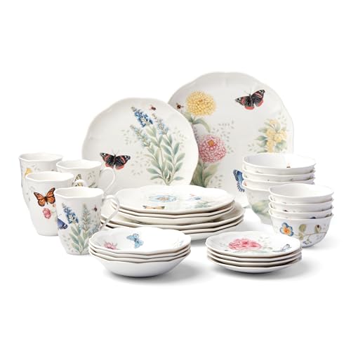 Lenox 865075 Butterfly Meadow 28-Piece Dinnerware Set, White