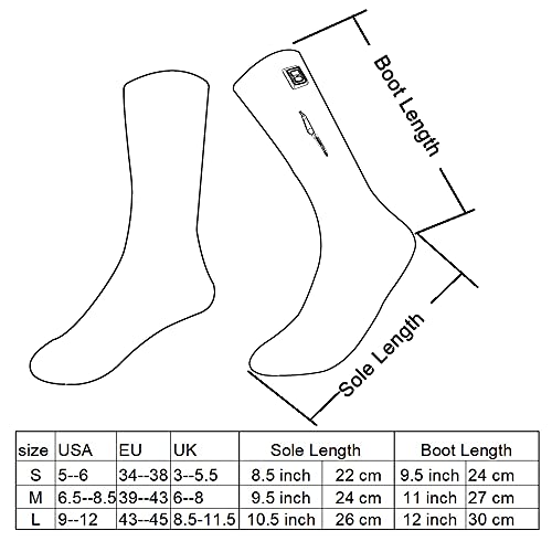 LPCRILLY Rechargeabel Electric Heated Socks,Battery Powered Heating Socks Foot Warmer for Men and Women, Riding Motorcycle Thermal Socks and Bicycle Camping Hiking in Cold Winter Warm Foot (L)