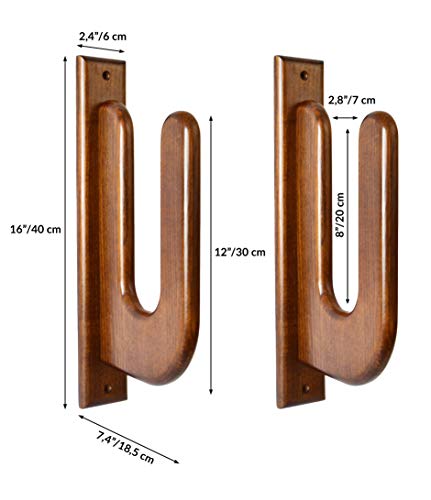 TESLYAR Surfboard Rack Holder Hooks Ash Tree Wood Eco-Friendly Display Natural Finish Snowboard Wakeboard (Big)