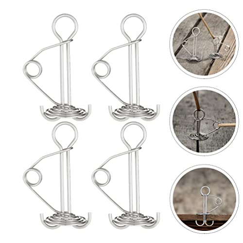 CLISPEED 5Pcs Fishbone Cord Tent Pegs Fishbone Tent Rope Tightener Aluminum Deck Tie Down Anchor Cord Adjusters Tensioners