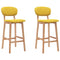 vidaXL Set of 2 Scandinavian Modern Style Bar Stools - Mustard Yellow Fabric Upholstery with Strong Black Engineered Wood Frame