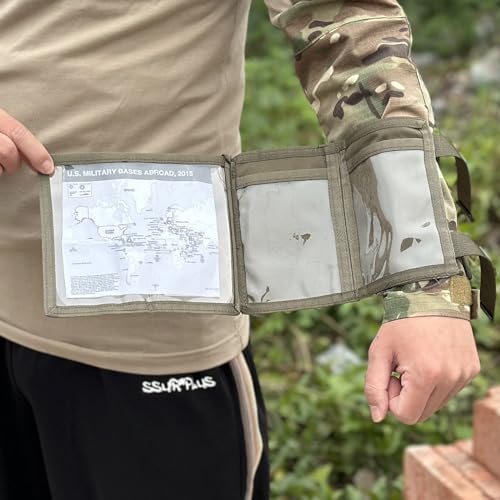 Tactical Arm Sleeve Map Pouch Case Documets Holder Wrist Case Wrist Map Holder Wristband Map Case Military Arm PouchTactical USA Flag Patch (Ranger Green)