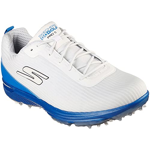 Skechers Go Golf Men's Pro 5 Hyper Golf Shoes, White Blue, 10.5 US