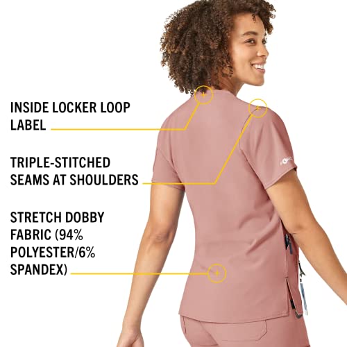 Carhartt Women's V-Neck Tech Scrub Top, Mauve, Medium