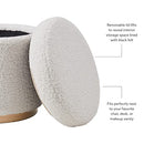 Linon Home Décor Cream Sherpa Round Storage Wooden Base by Linon Lexington Ottoman