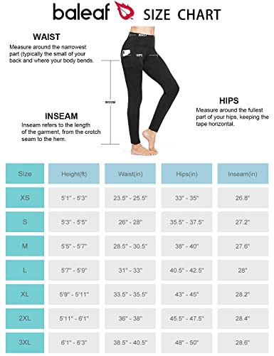 BALEAF Fleece Lined Leggings for Women Winter Thermal Leggings Warm Thick Yoga Pants Cold Weather with Pockets Black M