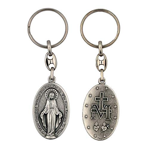 1.5" Large Miraculous Medal Keychain | Driver Accessories | Durable and Detailed Metal | Christian Automotive|