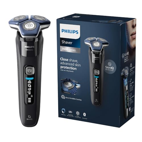 Philips Shaver Series 7000 Wet & Dry Electric Shaver with SkinIQ Technology, SteelPrecision Blades, Nano SkinGlide Coating and Motion Control Sensor, Ink Black, S7886/50