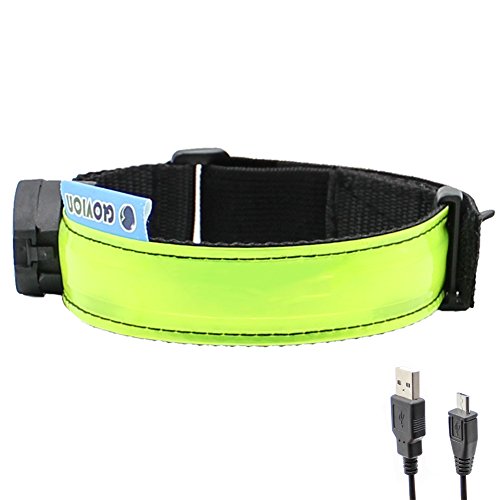 Glovion LED Armband - USB Rechargeable LED Running Armband Light- High Visibility Safety Gear for Night Running, Jogging & Cycling - Green