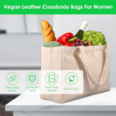 Reusable Canvas Tote Bags Large Grocery Shopping Bag Foldable, Washable Canvas Grocery Bag Machine Washable with Handles with 6 Inner Pockets for Grocery Store Camping Outdoor