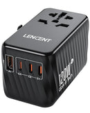 LENCENT International Travel Adapter, 120W GaN Universal Fast Charger with 3 PD3.0 Type C+1 QC USB A, All in One Power Adaptor for iPhones,Laptops, Worldwide Plug Adapter for EU/USA/UK/AU, Black
