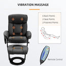 HOMCOM PU Leather Massage Recliner Chair with Ottoman 10 Point Vibration Swiveling Armchair, Black