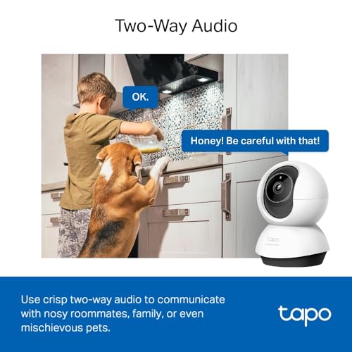 TP-Link Tapo Pan/Tilt AI Smart Home Security Wi-Fi Camera, Baby Monitor, 2K, 4MP, AI Detection & Notification, Night Vision, Two-Way Audio, Sound & Light Alarm, SD Card Slot, No hub Required (TC72)