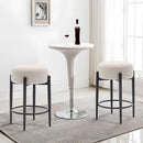 COLAMY Modern Bar Stools Set of 2, 24" Sherpa Counter Height Stools with Round Soft Padded Boucle Backless Seat and Metal Mid-Century Base, Cream