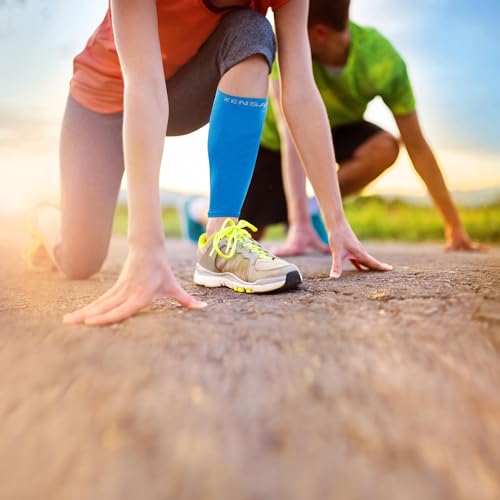 Zensah Calf/Shin Splint Compression Sleeve (Singe Sleeve), Navy Blue, Large/X-Large