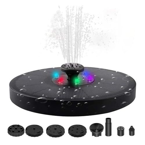 NOVEDEN Solar Fountain Water Pump for Bird Bath with RGB Color LED Lights - Sustainable, Anti-Drift Design, Easy to Clean, Black