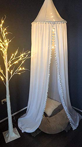 Crib Bed Canopy for Girls Bed, Cotton Dome Mosquito Net for Baby, Kids Indoor Outdoor Playing Reading, Bedroom Decoration (White)