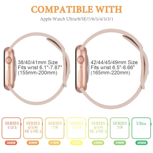 iXTRA 6 Pack Sports Watch Band for Apple Watch 49mm 46mm 45mm 44mm 42mm 41mm 40mm 38mm Soft Silicone Waterproof Straps Women Men Replacement Strap for iWatch Series 10 9 8 7 6 5 4 3 2 1 SE Ultra2/1