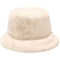 Malaxlx Winter Faux Fur Furry Beige Bucket Hat Fluffy Fuzzy Warm Hat Plush Fisherman Hat for Women Teens Girls