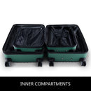 2 Piece Luggage Set Carry On Travel Suitcases Cabin Hard Shell Case Lightweight with Wheels TSA Lock Green