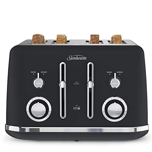 Sunbeam Alinea 4-Slice Toaster with High Lift | Wide Slots & Independent 2-Slice Controls | Dark Canyon Black | TA2740K