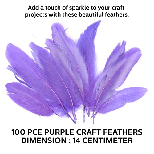 [2PK] Krafters Korner Craft Feathers, Versatile, Can Be Used For A Wide Range Of Projects, Perfect For Scrapbooking, Floral Arrangements, Costume Design And So Much More, Recommended For Ages 3+ Years - Purple (14cm)