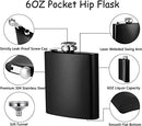 Hip Flasks for Liquor for Men Women 10 pcs Black 6OZ Hip Flask with Silver lid for Wedding Party Groomsman Bridesmaid Birthdays Gift