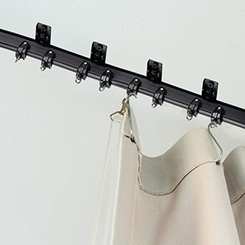 Bendable Ceiling Curved Curtain Track Flexible Ceiling Curtain Mount Soft Windows Curved Track for Curtain Rail with Track Curtain System Bed Curtains, Ceiling Track (Black, 5 Meter/ 16.4 Feet)