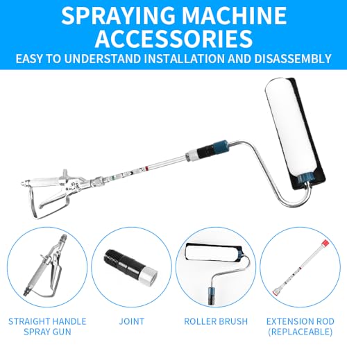 in-line Airless Spray Gun High Pressure and Wall Brush Self-Priming Paint Roller Kit with 15.8-inch (40CM) Sprayer Airless Nozzle Spray Gun Paint Extension Rod