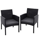 Gardeon Outdoor Dining Chairs Wicker Patio Deck Chair, Lounge Armchair Garden Furniture Seating Backyard Indoor, Cushion High Backrest with Armrest Steel Rattan Black XL Set of 2