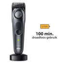 Braun Series 7 Beard Trimmer, Trimmer/Hair Trimmer, Professional Hair Clipper, 40 Settings, Charging Station, Travel Case, Beard Template, 100 Minutes Wireless Running Time, Waterproof, BT7441