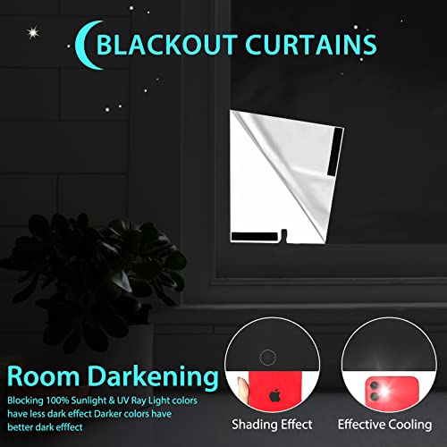 100% Portable Blackout Curtains - (157" x 59") Blackout Shades Cut to Size, Black Out Blinds for Window with Strong Hook & Loop Tabs, Travel Temporary Blackout Blinds for Nursery, Bedroom & Car