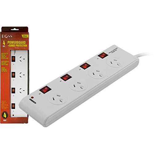 SPB44 DOSS 4 Way Surge Protect Powerboard Individually Switched Circuit Overload Protection Circuit Overload Protection, Individual On/Off Switches