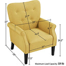 Yaheetech Modern Armchair, Mid Century Accent Sofa Chair with Sturdy Wood Legs and High Back, Upholstered Fabric Sofa Club Chair for Living Room/Bedroom/Office, Yellow