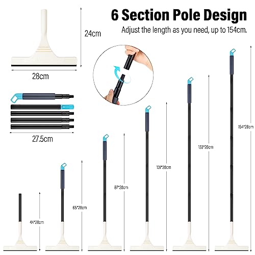 Wothfav Professional Window Squeegee Cleaner, 61" Telescopic Window Cleaning Equipment, 2 in 1 Window Squeegee with Extendable Cleaning Poles, Glass Cleaning Tools for Indoor/Outdoor