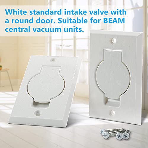 ANTOBLE 2 Pcs Standard Central Vacuum Inlet Valve Plate White for Beam Central Vac - White Round Door