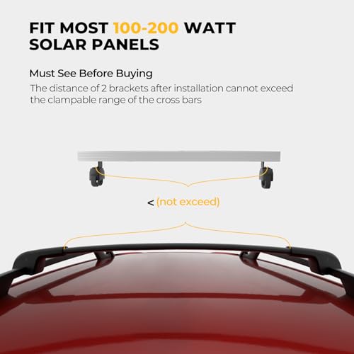 BougeRV Solar Panel Crab Mounting Kit for Cars with Cross Bars, Universal Roof Rack Clamps for Luggage Rack without Drilling, 100 to 200 Watt Solar Panel Mounting Brackets, Auto Off-Grid Solar Systems