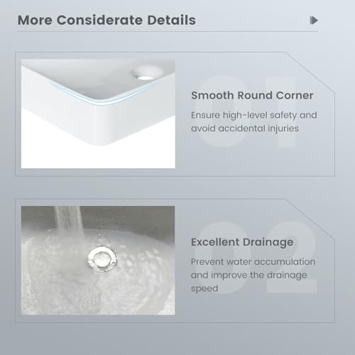 Costway 62 x 35 cm Bathroom Vessel Sink, Porcelain Bathroom Bowl Basin, White Porcelain Ceramic Basin Vessel Vanity Sink Art Basin, w/Pop-up Drain, Ideal for Home, Restaurant and Hotel, Rectangle