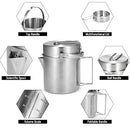 Lixada Camping Cooking Kettle 1L Stainless Steel Pot with Foldable Handle and Dual Use Cover Portable for Hiking Backpacking Picnic