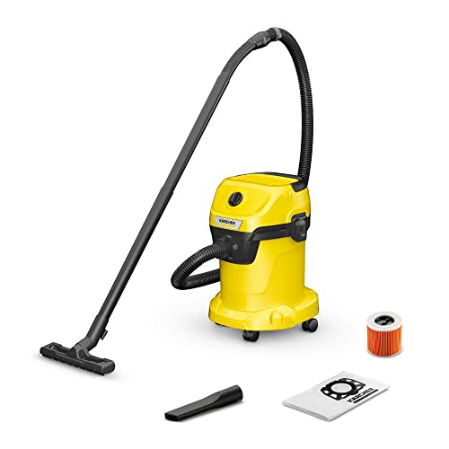 Kärcher Wet & Dry Vacuum Cleaner WD 3, Blower Function, Power: 1000w, Plastic Container: 17L, Suction Hose: 2m, incl. Cartridge Filter, Floor and Crevice Nozzle